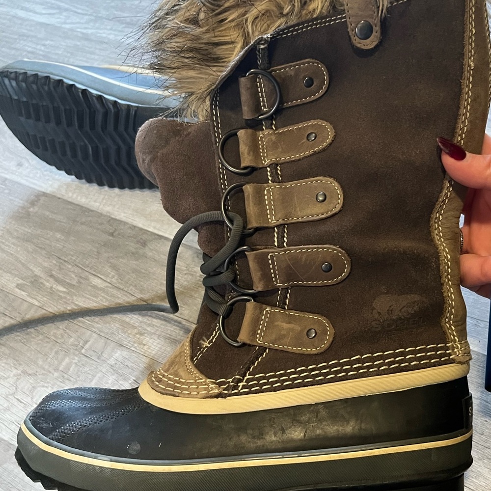SOREL Brown Fur-Lined Weatherproof Boots Womens 8 - Picture 5 of 11